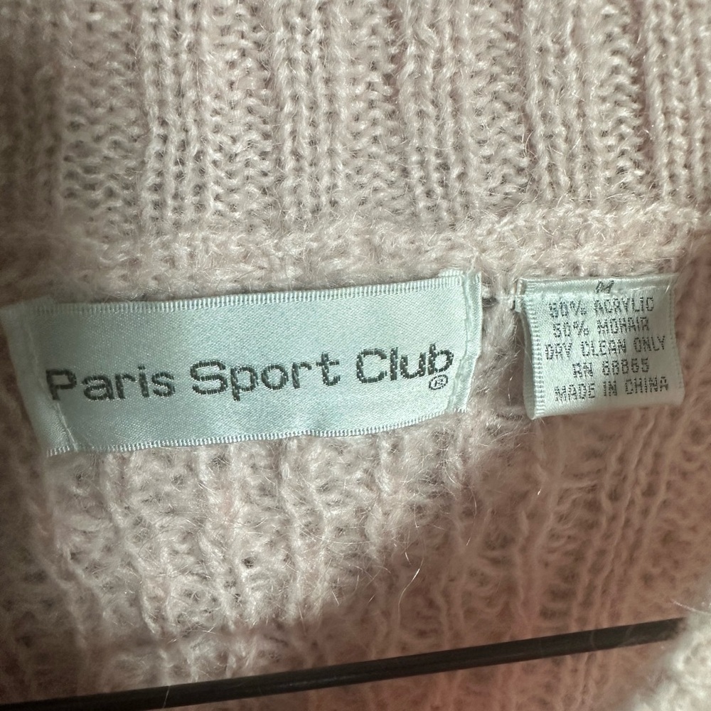 Vtg Blush Pink Cable Knit Sweater Mohair Blend M - Picture 3 of 5